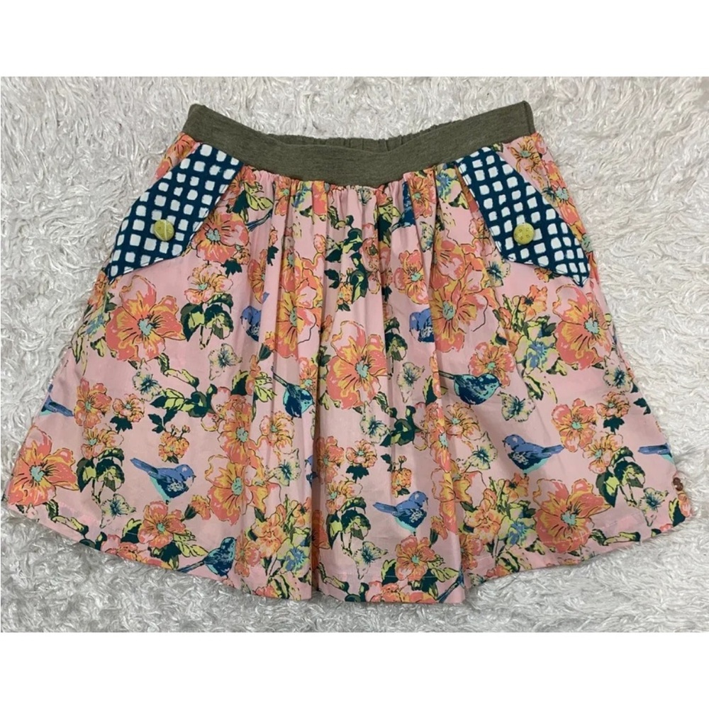 Matilda Jane 435 Makayla Skirt Friends Forever Floral Bird Print Girls Size 10